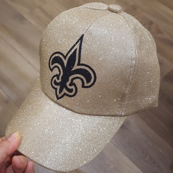 Black and Gold Fleur De Lis Glitter Mesh Hat - Picture 2 of 5